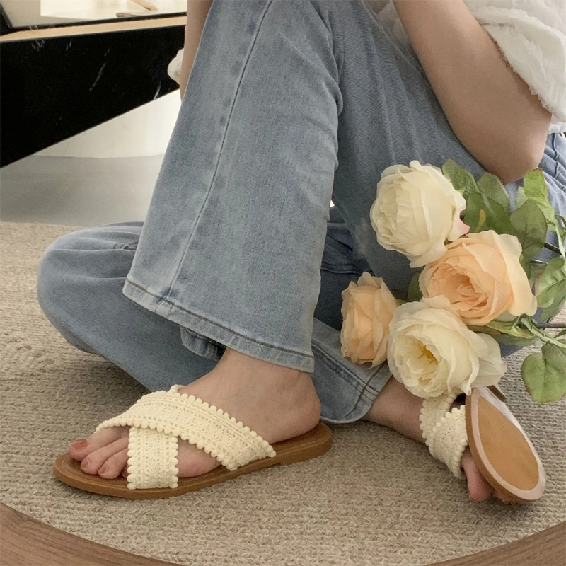 Flat Bottom Non-slip Wear-resistant Lightweight Comfortable Casual Fashion Solid Color Simple Summer New Slippers Zapatos Mujer