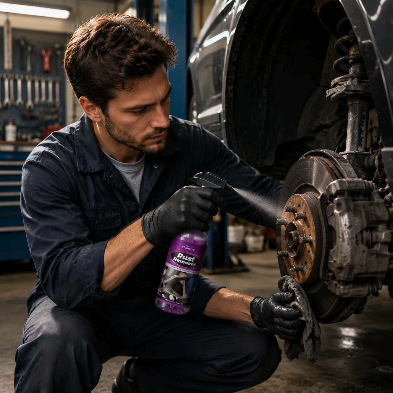 Homonth Rust Remover for Metal Powder Exhaust Wheel Car Rust Cleaner Long Lasting Multi-function Maintenance Rust Remover Spray
