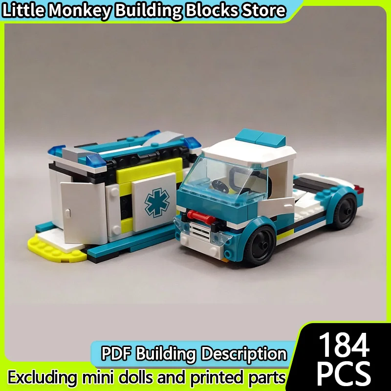 Urban Rescue Vehicles Model MOC Building Bricks Medical Emergency Ambulance Modular Technology Children Holiday Gifts Toys Suit