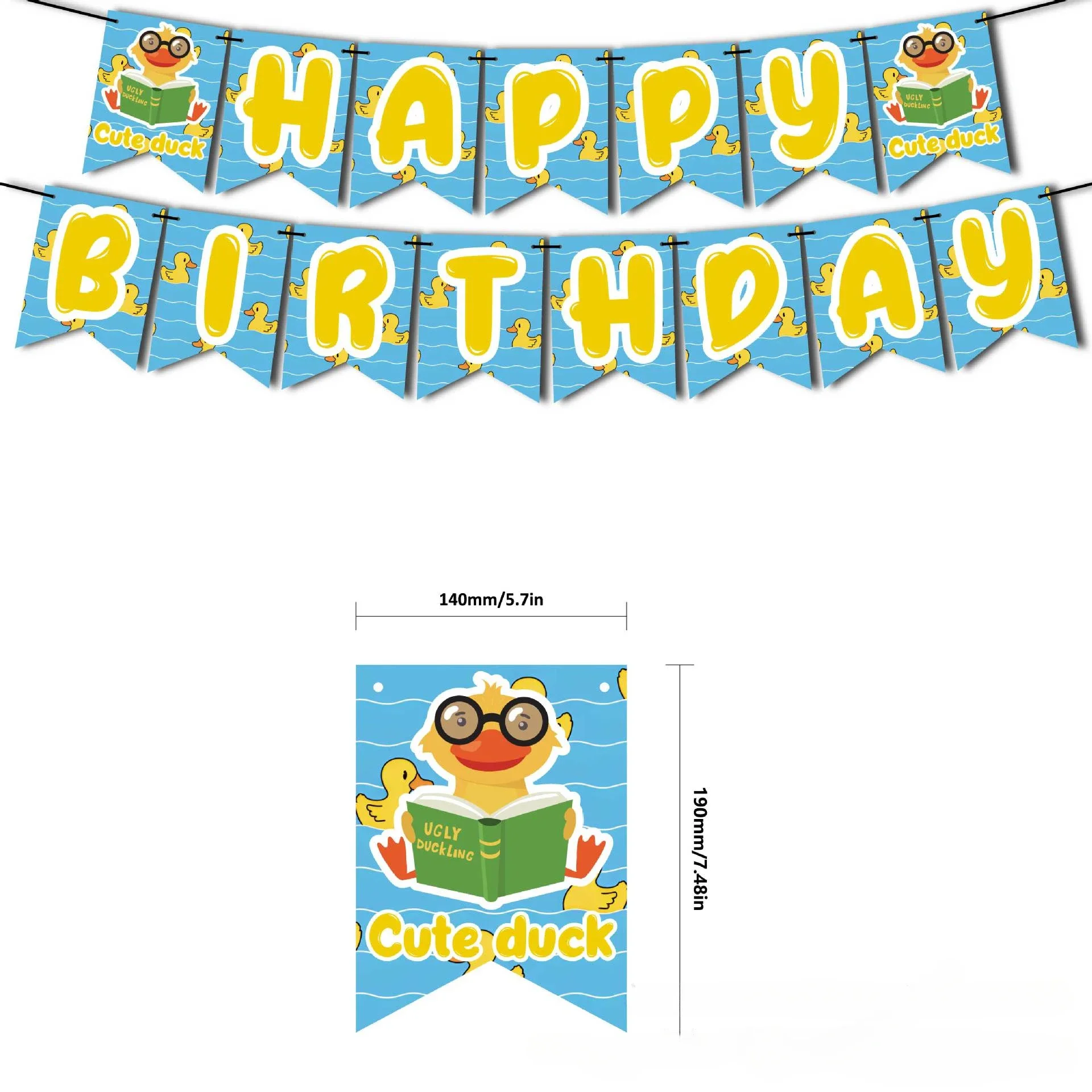 Yellow Duck Theme Birthday Decorations Set Cute Duck Balloon Cake Topper and Banner Little Yellow Duck Birthday Party Supplies