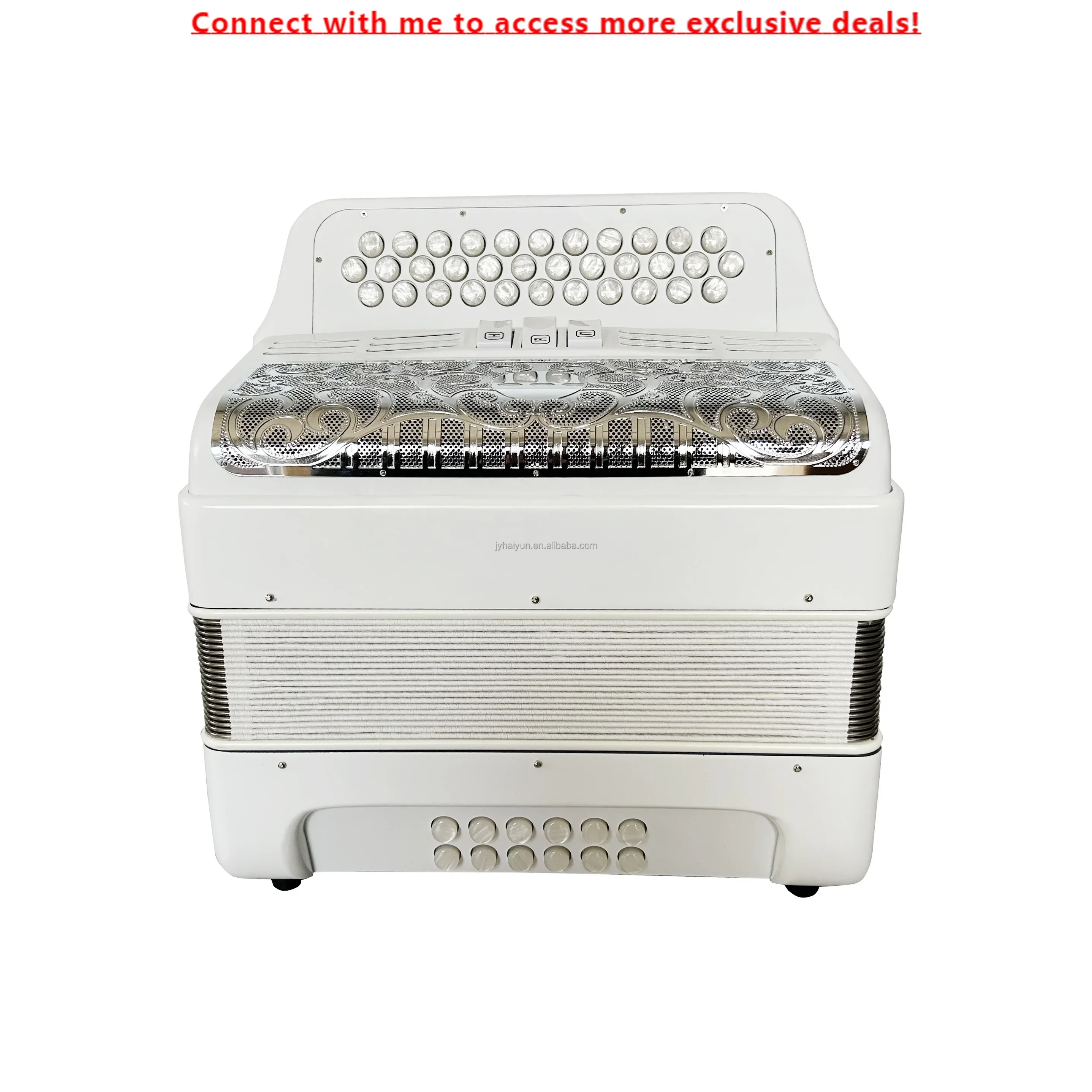 

SEASOUND OEM 34 Buttons 12 Bass 3 Registers Matt White Accordion Silver Grill Gold White Buttons Instrument Acordeon JB3412C