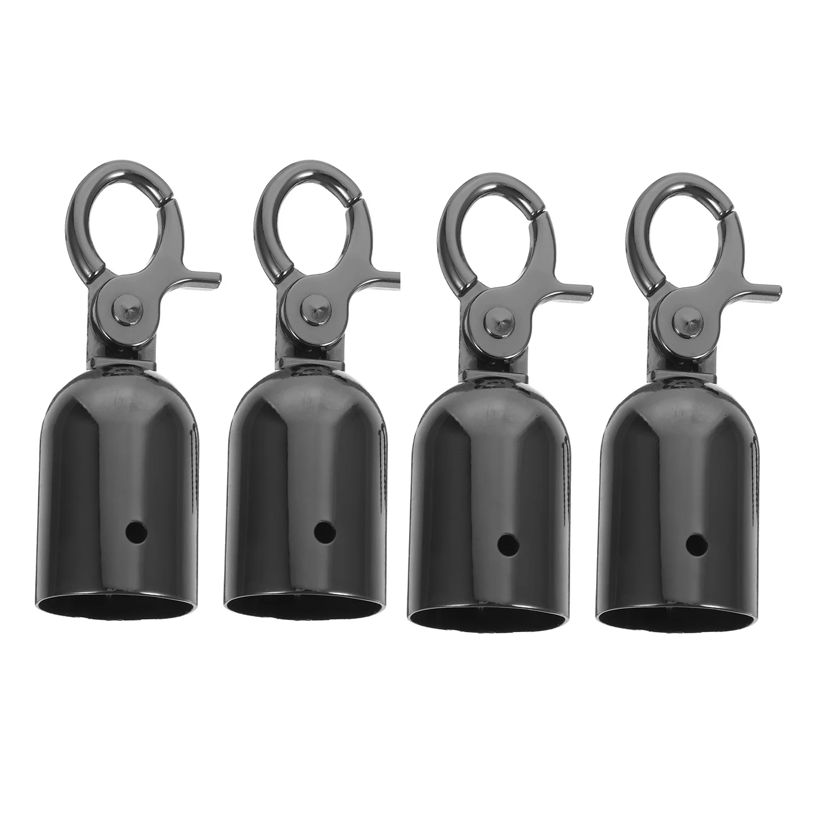 1Set Zinc Alloy Rope Hook Stopper Black Durable Cord End Caps Secure Barrier Rope End Clasp for Crowd Control Queue Divider