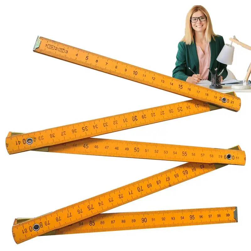 Wooden Foldable Ruler Folding 1 Meter Stick Wood Metric Scale Carpenters Ruler For School Drawing Tools School Supply Teacher