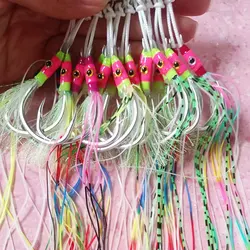 Anzuelos brillantes de acero de alto carbono, accesorios de señuelo de pesca, asistencia de púas dobles, anzuelos de Jigging lento, 20 pares