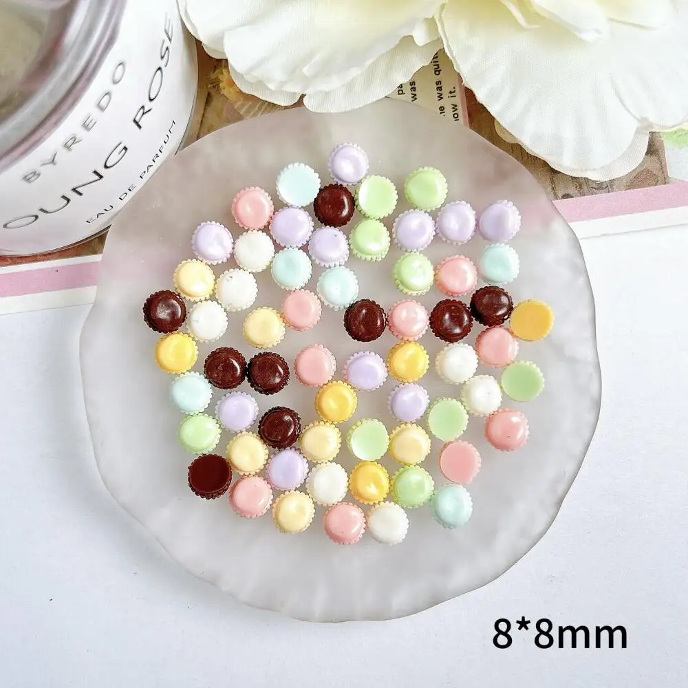 50Pcs Creative Solid Color Macaron Biscuits Resin Nail Art Decorations 3D Luminous Small Round Cookies Nail Charms DIY Manicure