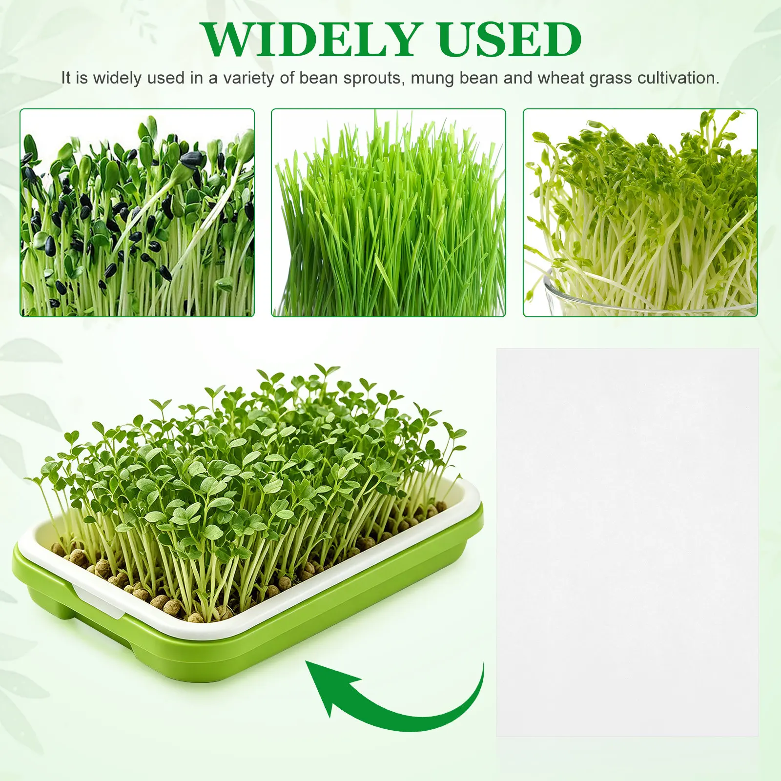 100Sheets Moisturizing Germinating Paper Wear Resistant Growing Paper for Bean Sprouts Wheat Grass Nursery Planting Accessory