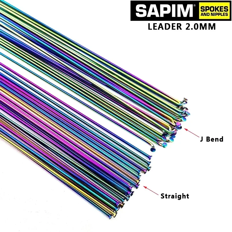 Sapim 2.0mm bicycle spokes j-bend/straight pull Rainbow color bikes with copper cap spokes Can choose any length below 310mm