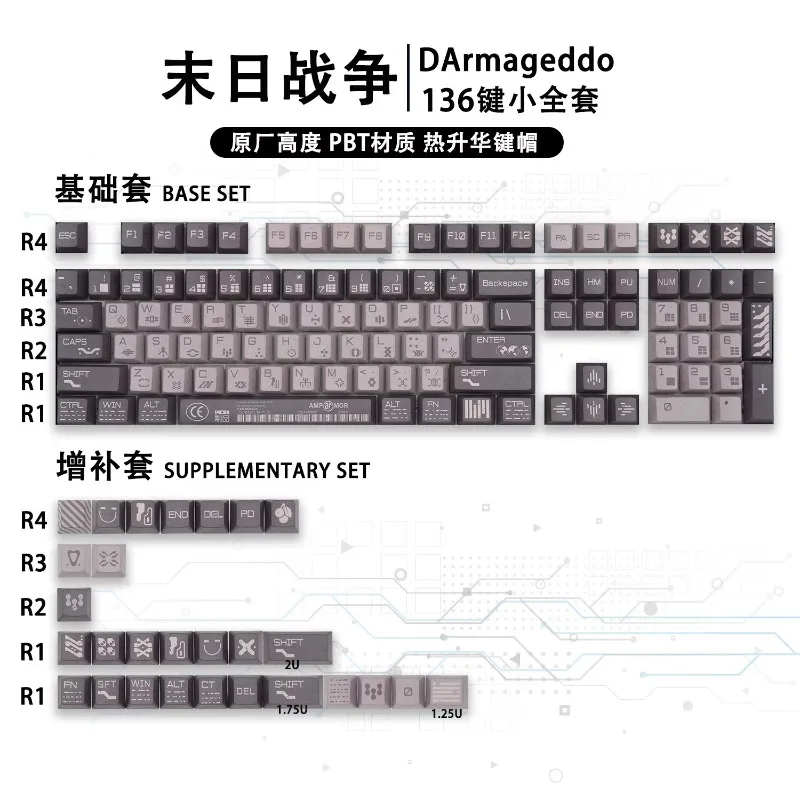 

MiFuny Armageddo тематические колпачки клавиш 136Key PBT 5-сторонняя краска Сублимация Вишневый профиль игровые колпачки для механических аксессуаров клавиатуры