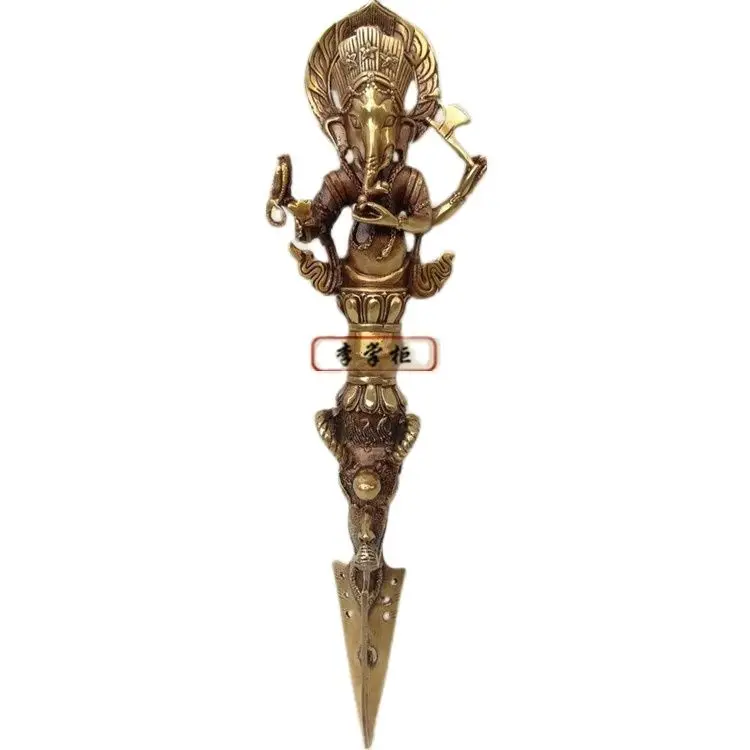 

Nepalese Tantric Sect Tibetan Copper Elephant Wealth Vajra Pestle Pendant Trunk God Vajra Puckering Copper Tool 33CM