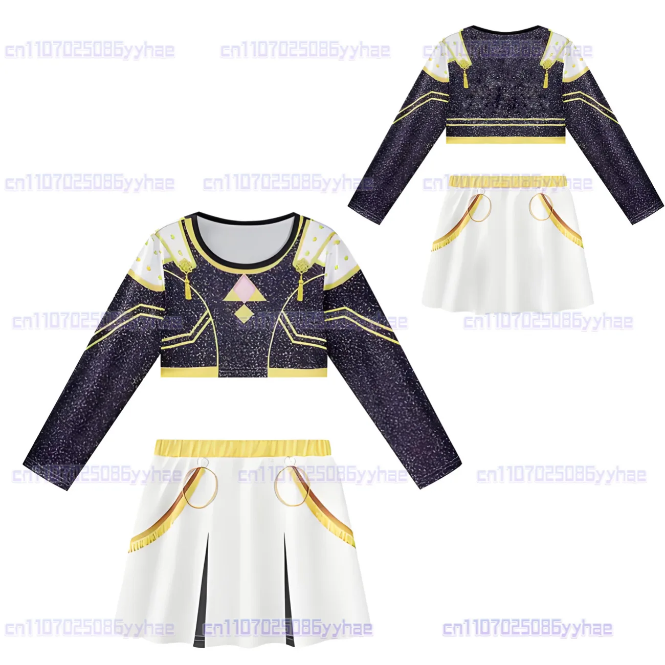 Kids Zoey Rumi Mira Stage Outfits Cosplay Girls Black Costume Uniform Halloween Party Role Playing Printed Fancy Dress Up Suits