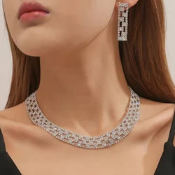 Stonefans Fashion Geometry Rhinestone Jewelry Set Wedding Gifts Luxury Dubai Bling Crystal Bride Jewelry Set Dress Accessories