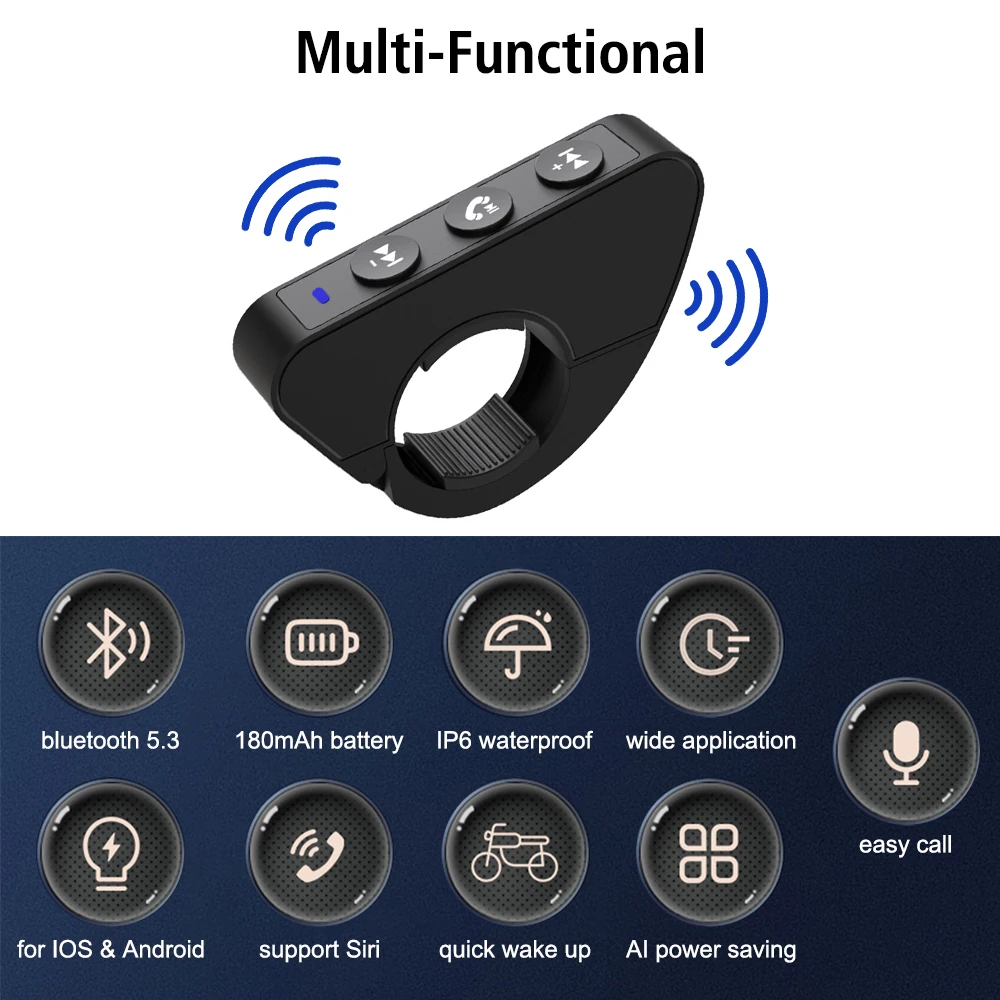 Controle inteligente universal para celular, controle de volante de carro, 3 botões, controle remoto sem fio, bluetooth 5.3