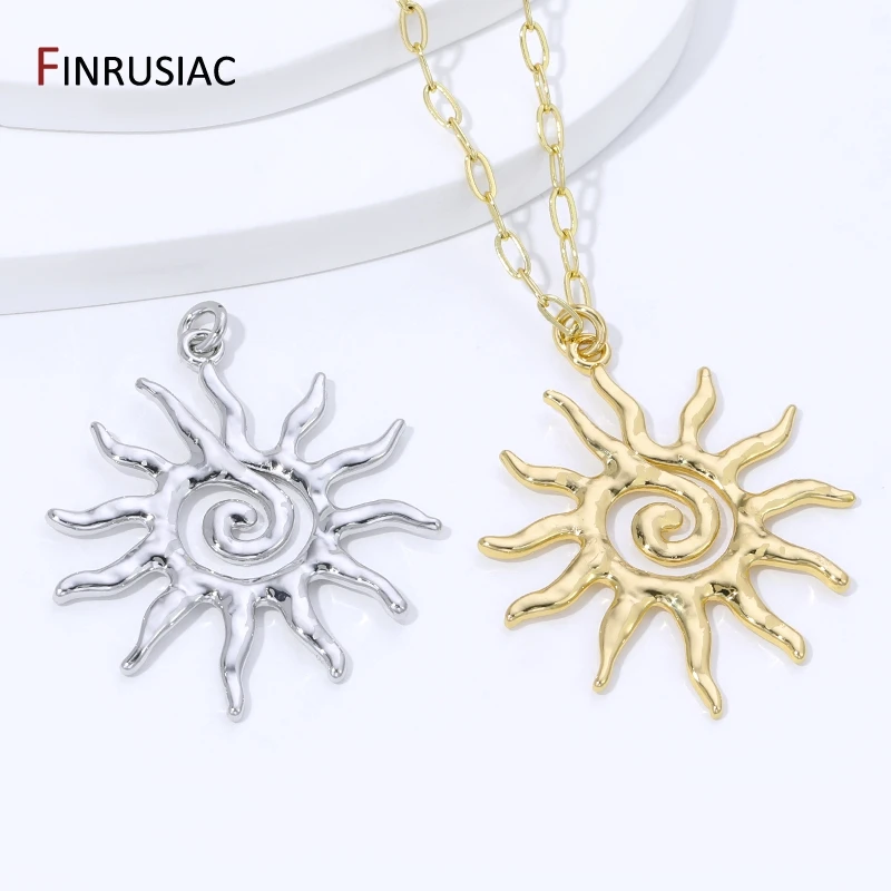 18K Gold Plated Brass Hollow Sun Charms Pendant For Necklace,Spiral Sunburst Charms Pendants For DIY Jewelry Making Accessories image 6
