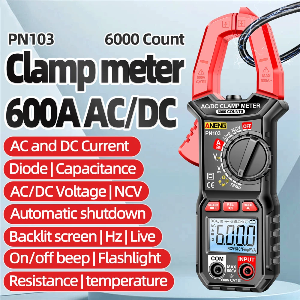 ANENG PN103 Digital Clamp Meter AC/DC Current Professional Multimeter 6000 Counts True RMS Tester Meters Voltmeter Auto Range