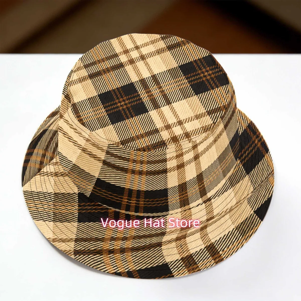 1pc Classic Plaid Textile Pattern Fisherman Hat Casual Fashionable Breathable Unisex for Casual Attire Street & Outdoor Making I