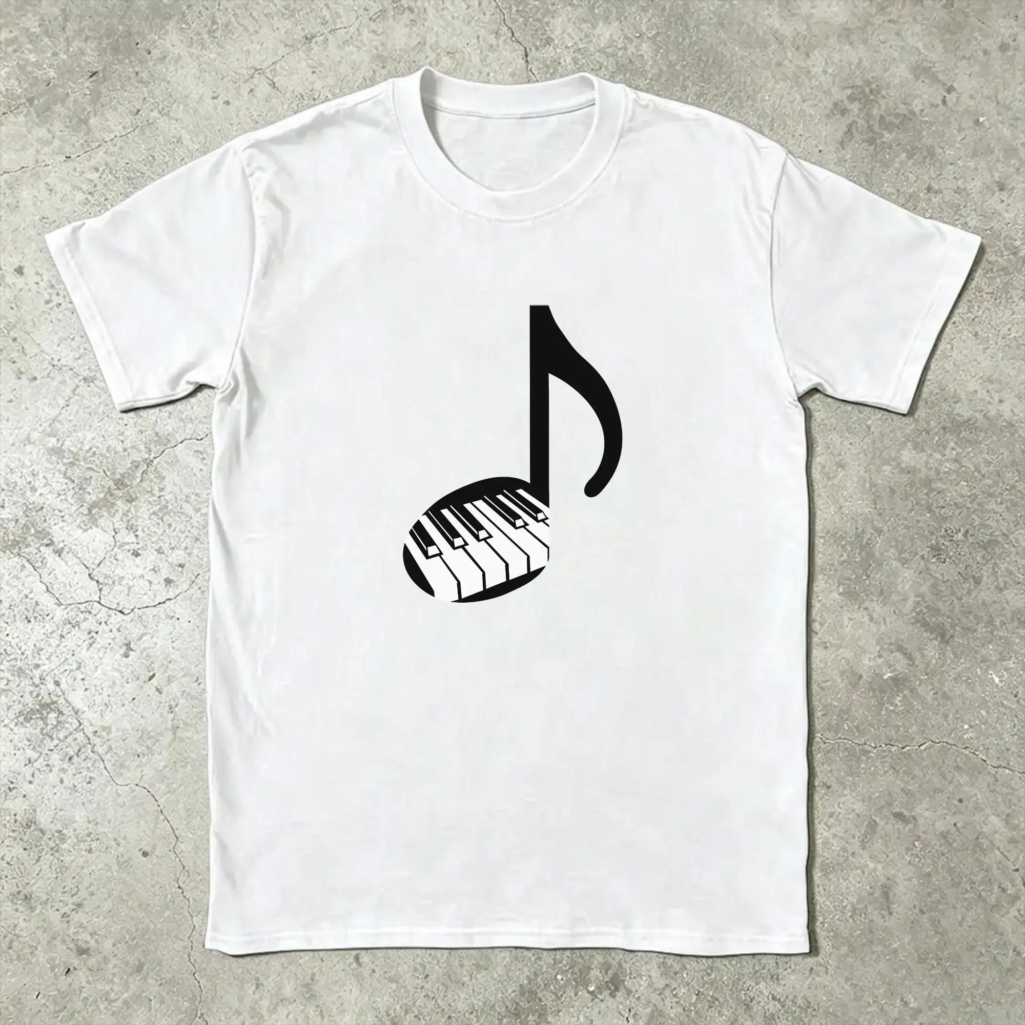 Men's Minimalist Piano Key Treble Clef T Shirt  Cotton Clothes Awesome Short Sleeve O Neck Tee Shirt Gift Idea T-Shirts