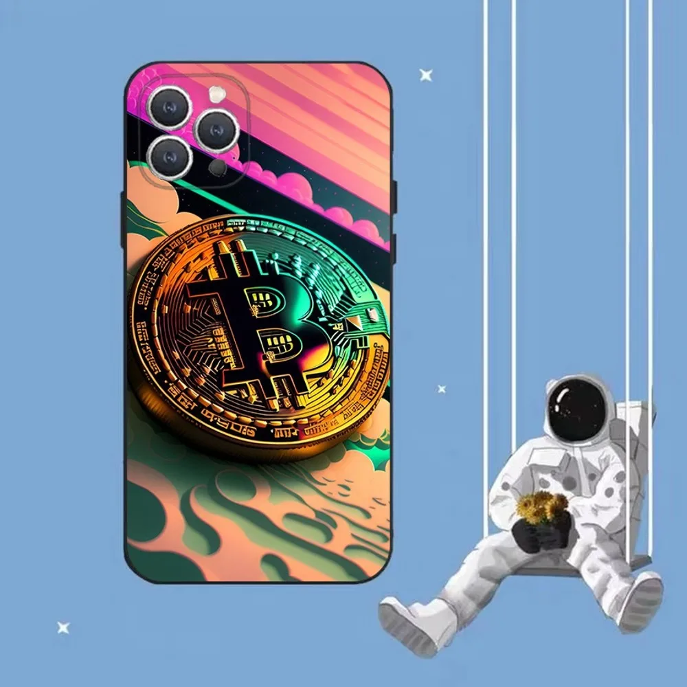 Casing ponsel Bitcoin untuk iPhone 16,15,14,13,12,Pro,Max,11,7,8,Plus,XR,XS Max cangkang lunak silikon tahan guncangan