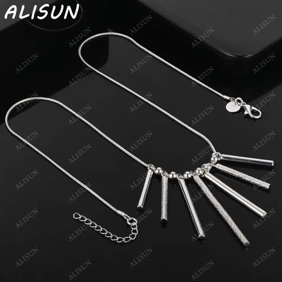

ALISUN 925 Sterling Silver 50cm Bar Pendant Necklace For Women Charm Trend Birthday Gifts Fashion Party Fine Jewelry