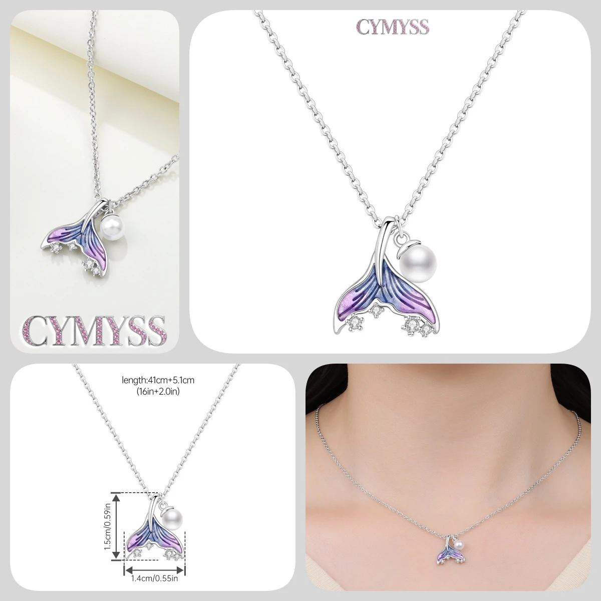 2026 Original 925 Sterling Silber Planeten-Halskette mit Liebesherz und Zirkonia-Einlage, Romantischer Modeschmuck, Partygeschenke für Frauen – Detail 1