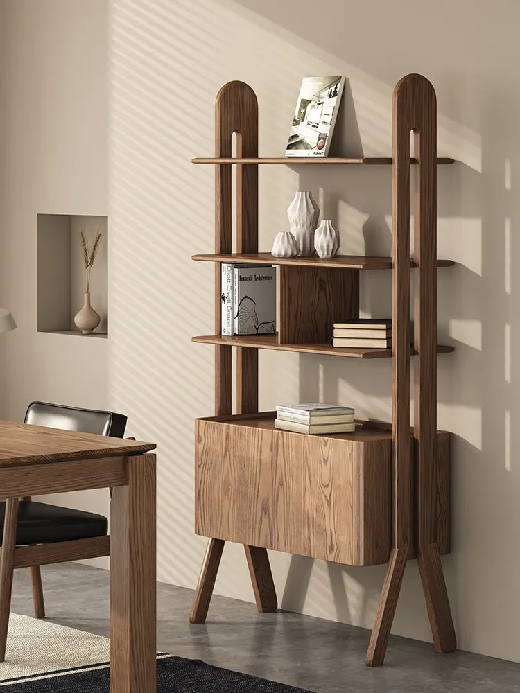 HYS Nordic solid wood entrance cabinet small household floor-to-ceiling bookshelf
