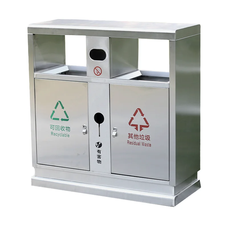 

Factory Wholesale Outdoor 304 Stainless Steel Park Garbage Bin Commercial City Furniture Outdoor Metal Storage Bin