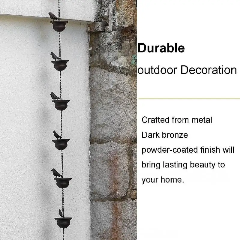 1Pcs Rain Catche Metal Downspout Tool 60/80/100/240cm Creative Birds Iron Rain Chains For Gutters Outdoor Roof Gutter DecorHot