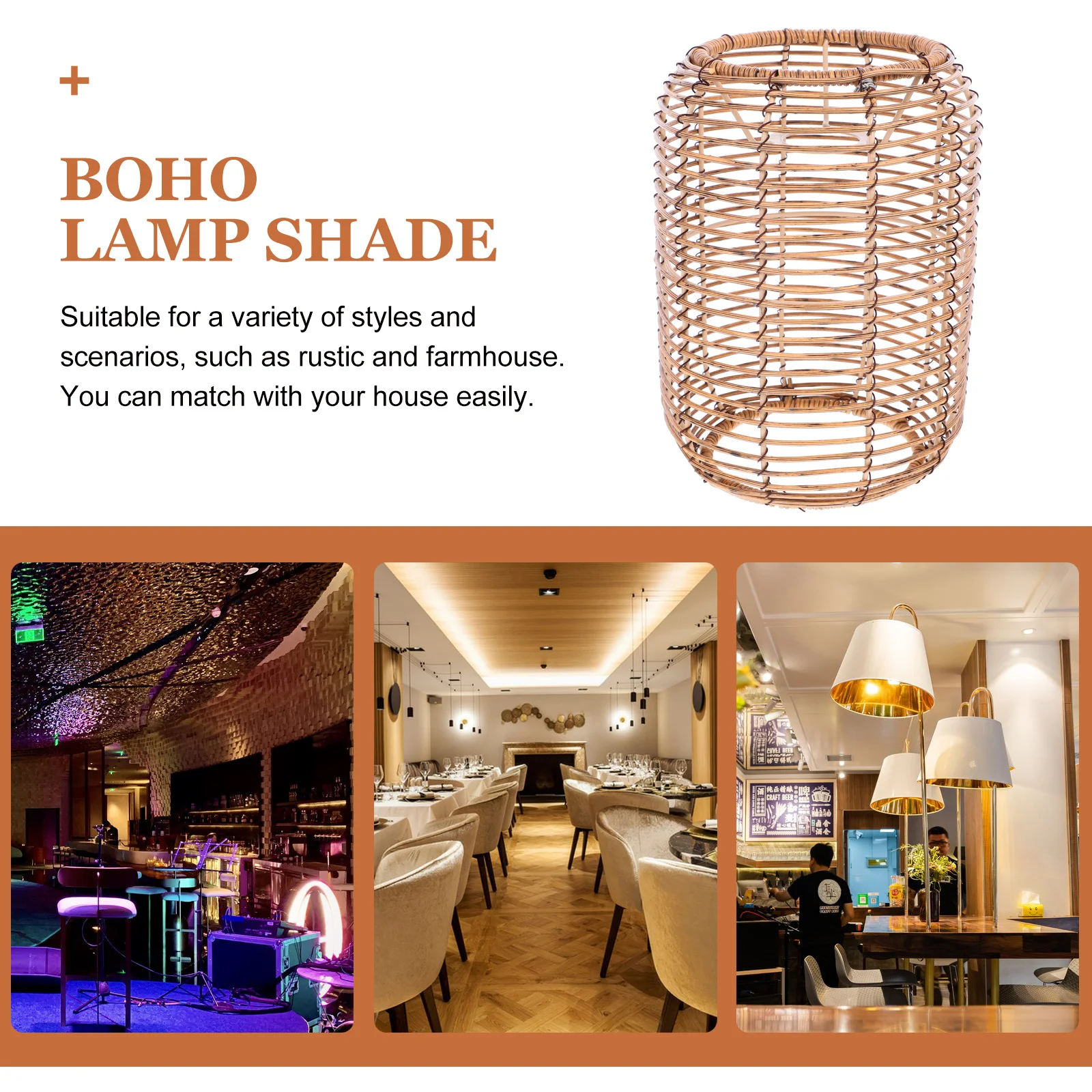 

Retro Lampshade Woven Pendant Light Shade Replacement Rustic Farmhouse Ceiling Lamp Cover For Home Hotel Decor Boho Style