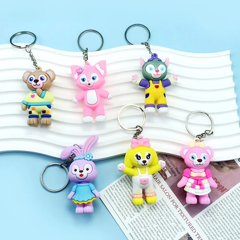 Cartoon 3D Disney Doll Keychain Lovable Silica Gel StellaLou LinaBell Car keyring Pendent Ornament Girls Bags Pendant Mini Toys