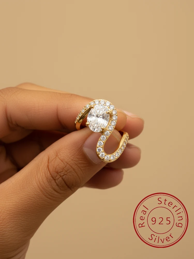 

Изысканное модное кольцо из стерлингового серебра 925 пробы овальной формы с цирконом для женщин, обручальное кольцо на годовщину свадьбы, высокое качество, ювелирные изделия