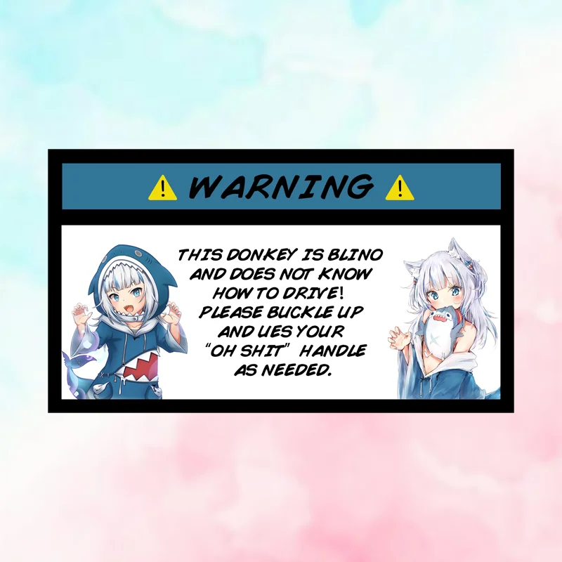 

EARLFAMILY Slap Gawr Gura Warning Anime Car Stickers Funny Car Accessories Personality Waterproof Vinyl Practice Decoration