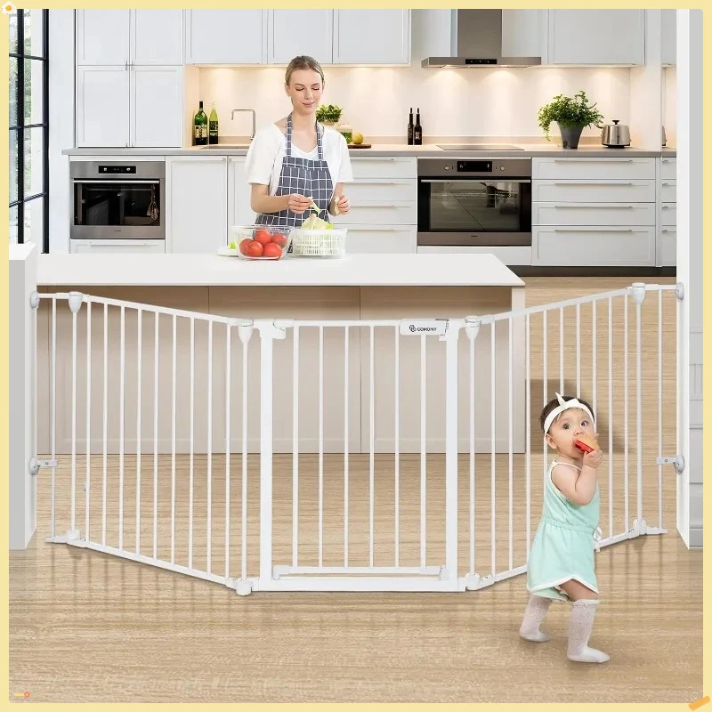 80" Extra Wide Auto Close Pet Gate, Walk Through Dog Gate for Babies & Pets, Stairs/Doorway Safety