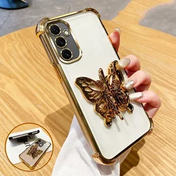 Butterfly Bracket Plating Holder Case For Samsung Galaxy A03S A12 A02 A32 A52 A03 A13 A23 A33 A53 A73 A51 Shockproof Stand Cover