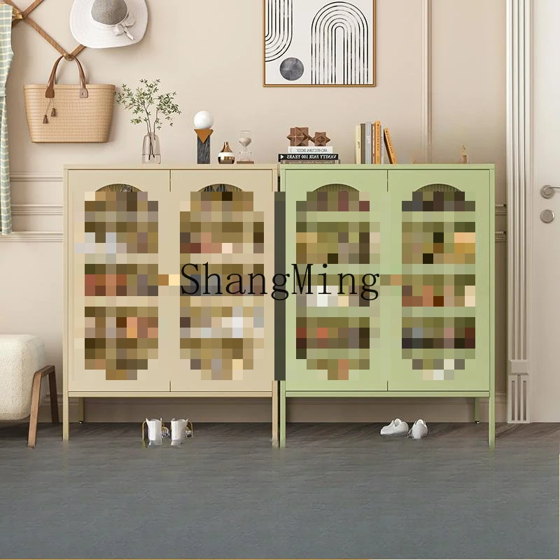 

FG steel entrance entrance entrance floor multi-layer dustproof white shoe rack simple large-capacity wrought iron storage