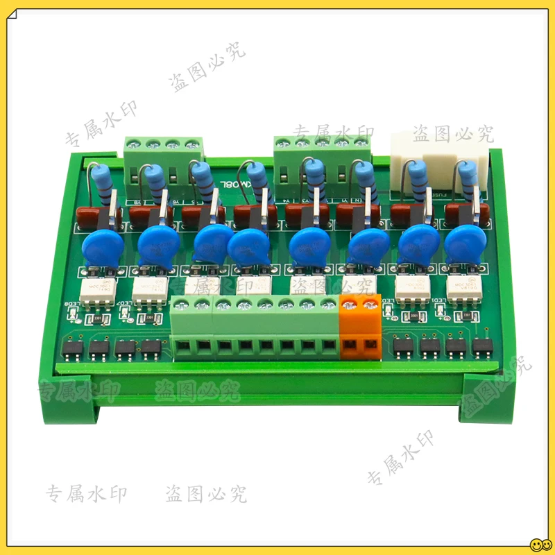 8-Channel Din Rail PLC Amplifier Board AC Output Signal 220V Optocoupler Isolation Non-Contact SCR Module