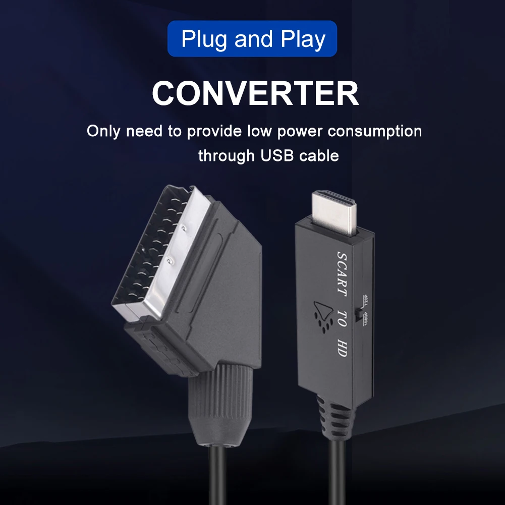 1 متر HD محول سكارت إلى HDMI-متوافق 1080P فيديو محول صوت محول تيار مستمر 5 فولت مايكرو كابل يو اس بي الملحقات ل فك التشفير