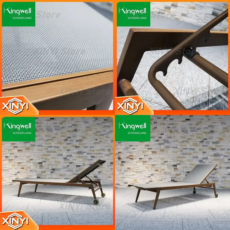 Modern Design Outdoor Furniture for Hotel Terrace Sofa Bed for Aluminum Waterproof Beach Sundeck Chairs Luxury Wheeled