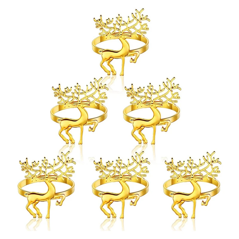 A New Factory 6 Pcs Deer Napkin Rings,Napkin Ring for Christmas,Holiday Parties, Dinner Parties,Dining Table Decoration Supplies