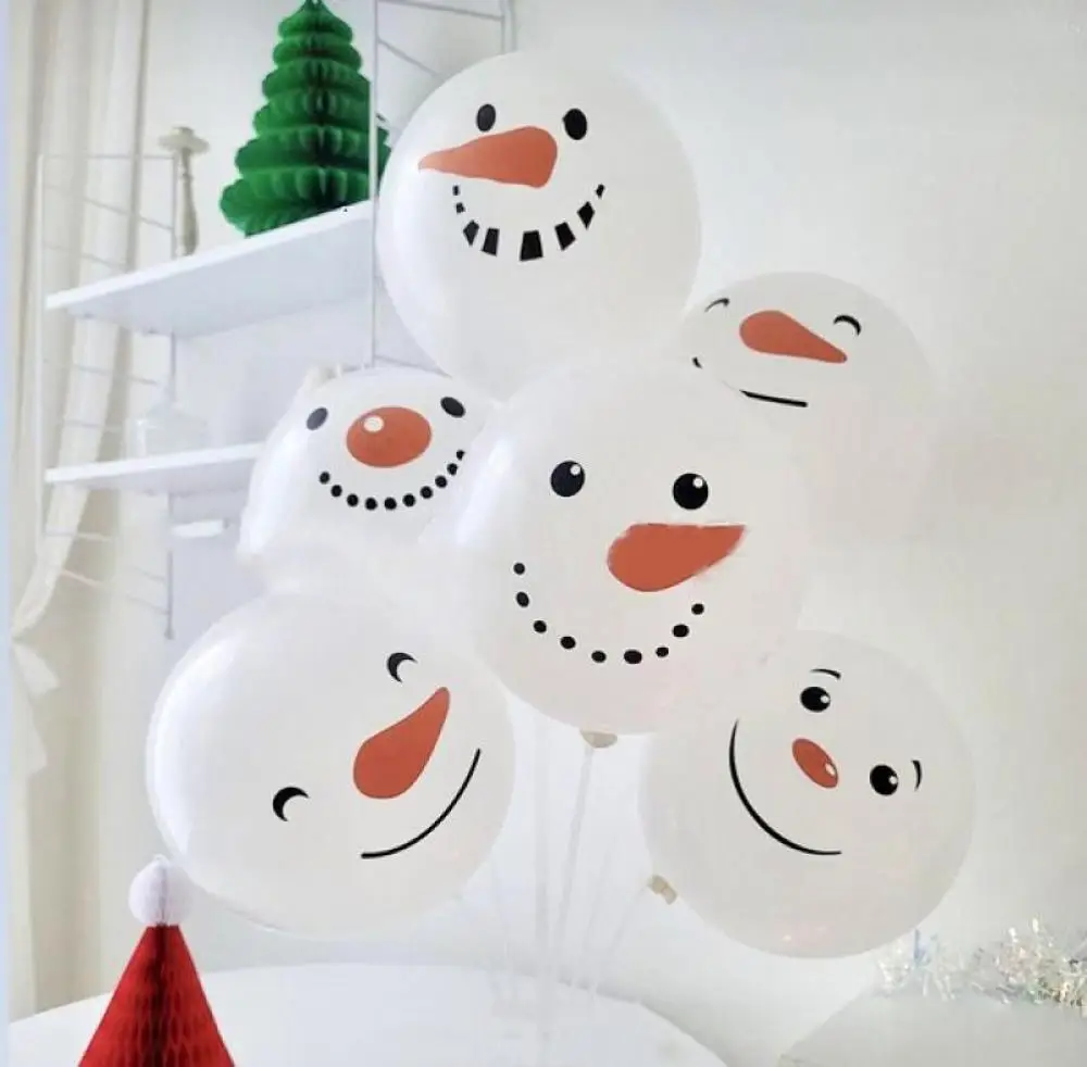 10inch Snowman Latex Balloons White Snowman Balloon for Christmas Decoration Snow Theme Baby Shower Birthday Party Supplies