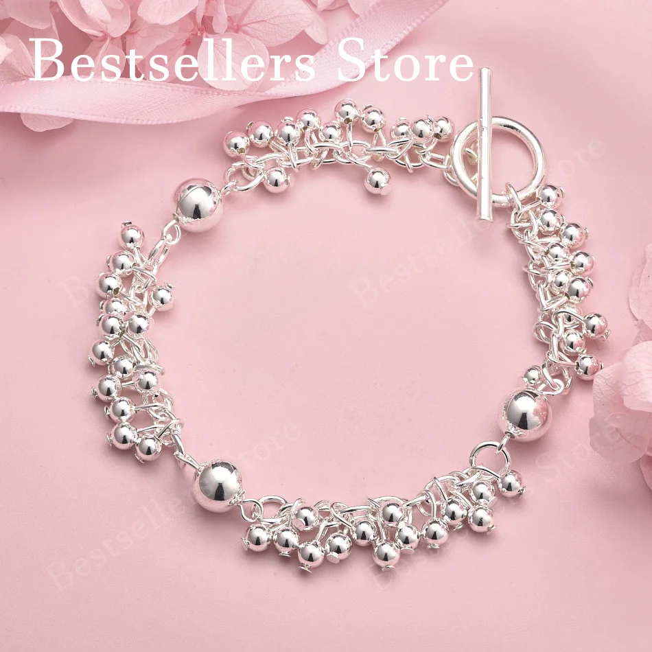 925 sterling silver 8-inch exquisite bead bracelet, fashionable women's jewelry, wedding party accessories