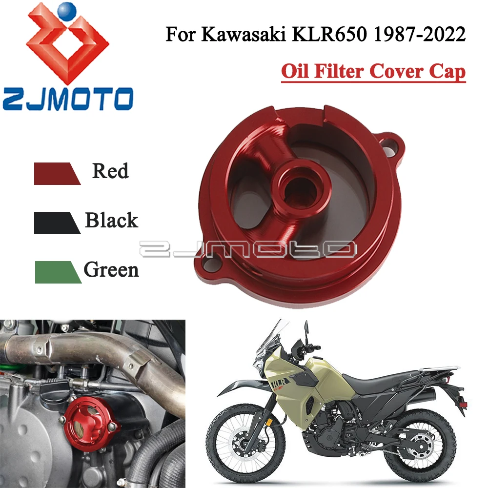 For Kawasaki KLR 650 KLR650 1987-22 Replacement Parts Motorbike Engine Oil Filter Cover 3 Colors Aluminum Oil Filters Guard Cap