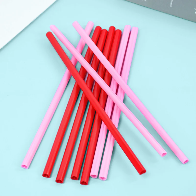 10Pcs Pink Red Heart Shape Mouth Disposable Straw Bachelorette Party Drinking Straw  Wedding Birthday Party Tableware Supplies