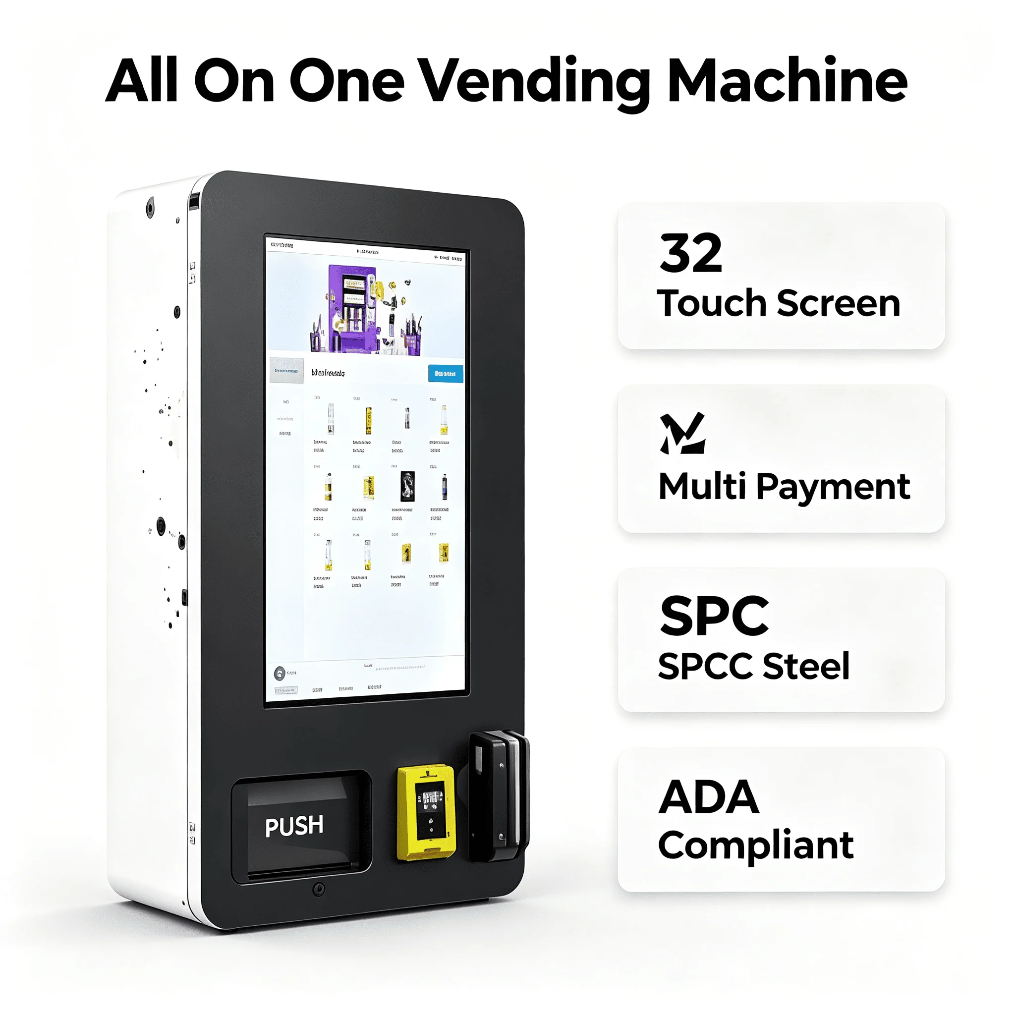 Tcg Game Card Wall Mounted Mini Vending Machine Age Verification SDK 32 Inch Screen Multiple Payment Options Customized