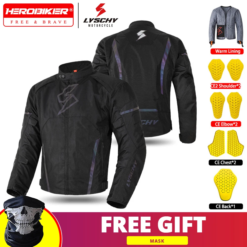 

LYSCHY Motorcycle Riding Jacket Men Winter Warm Racing Motorcycle Jacket Wear Resistant Rider Equipment General Motorcycle Coat