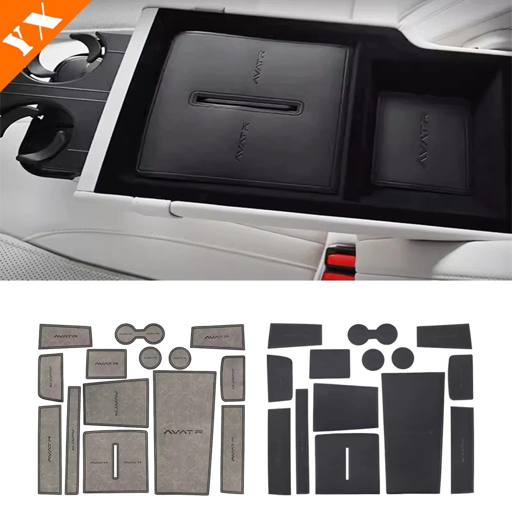 For Changan AVATAR 12  2023-2024 Accessories Car Door Central Console Water Cup Storage Box Gate Groove Mat Non-slip Mats