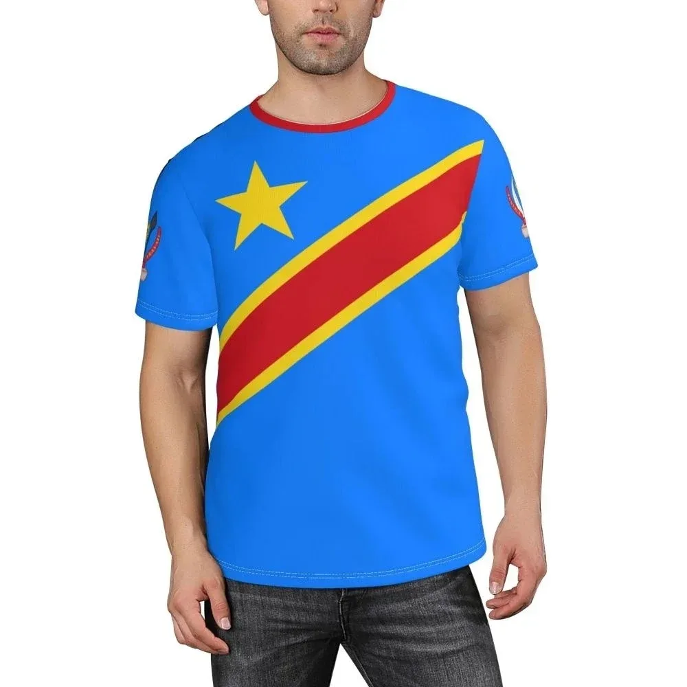 2024 New In Democratic Republic of The Congo Flag Badge 3D T-shirts for Men and Women Sports T-shirt Gift for Football Team Fans