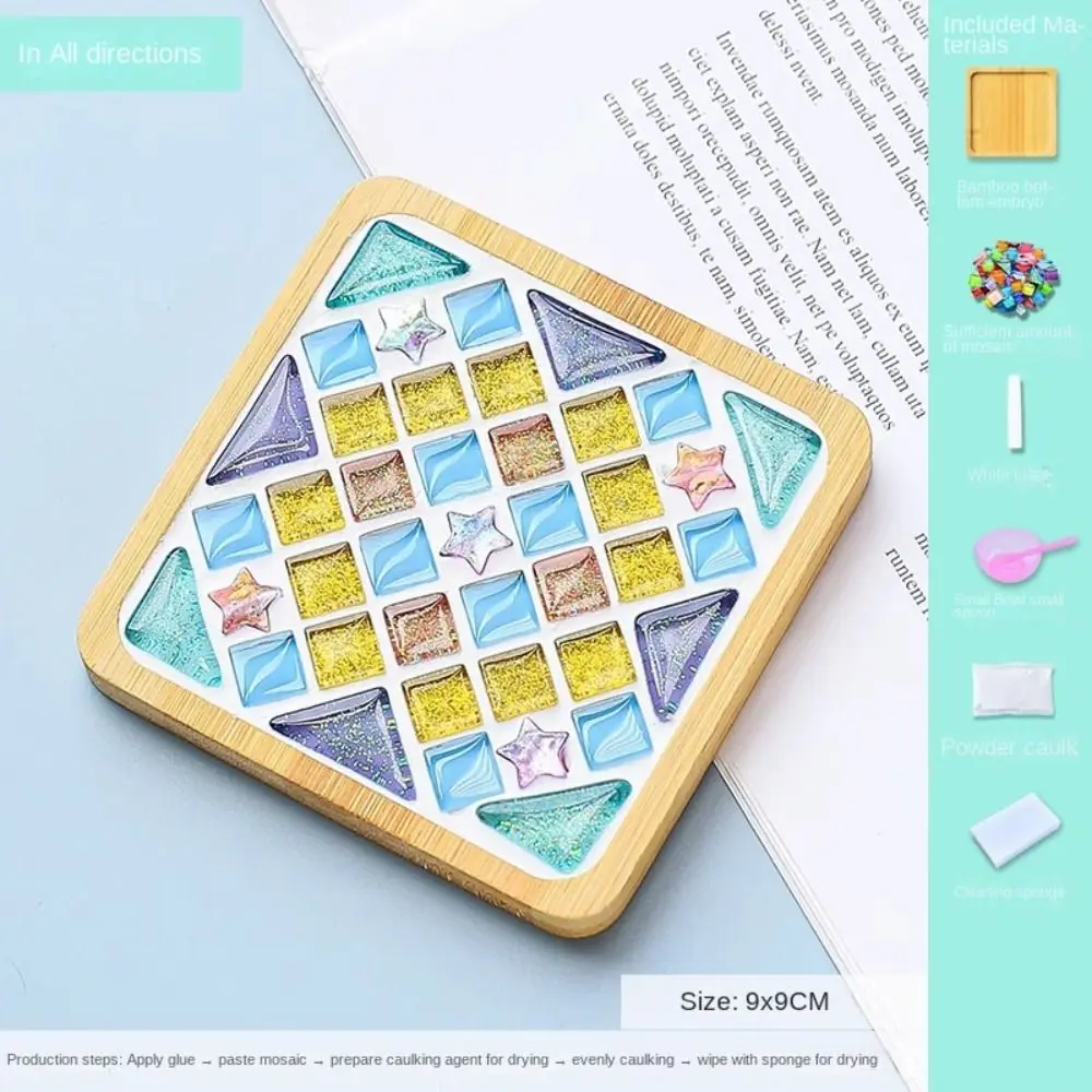 กิจกรรมพ่อแม่และลูกโมเสคถ้วยวัสดุแพ็คการพัฒนาทางปัญญา Self-made DIY โมเสคถ้วย Coasters วัสดุ DIY
