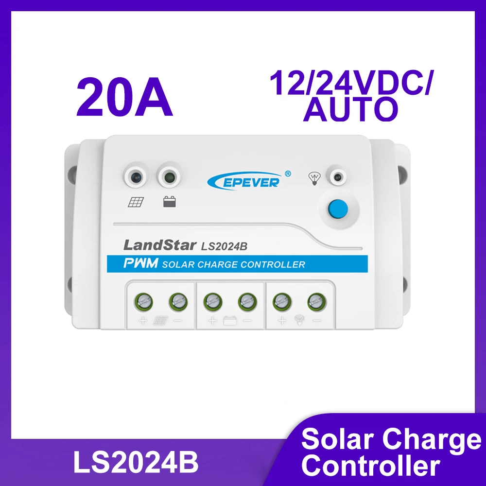 

Контроллер заряда солнечных батарей EPEVER LS2024B 20A серии Land Star, 12/24В DC, автоматический, максимальное напряжение фотоэлектрических панелей 50В, солнечный регулятор