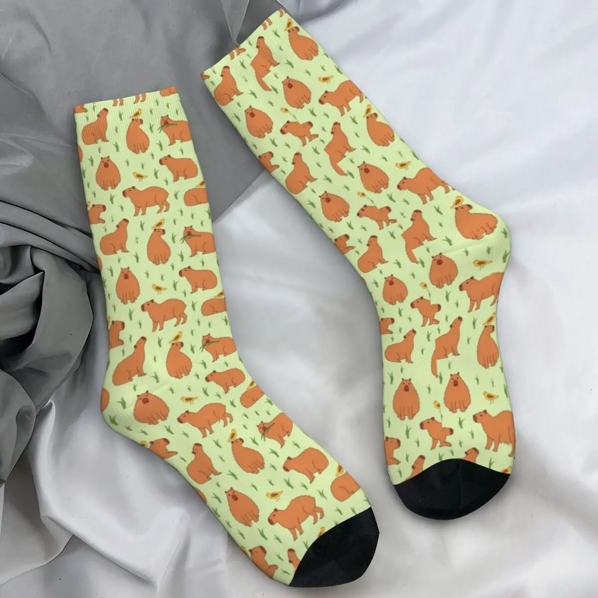 

Capybara's Culinary Socks Eating Grass Animals Nature Novelty Stockings Autumn Anti Bacterial Unisex Socks Breathable Socks