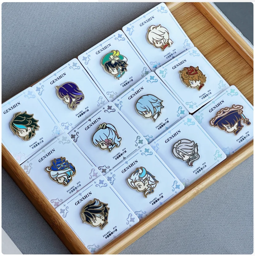 2025 Anime Game Genshin Impact Imitation Enamel Metal Badge Zhongli Kinich Xiao Wanderer Furina Baji Brooch Button Cartoon Gift
