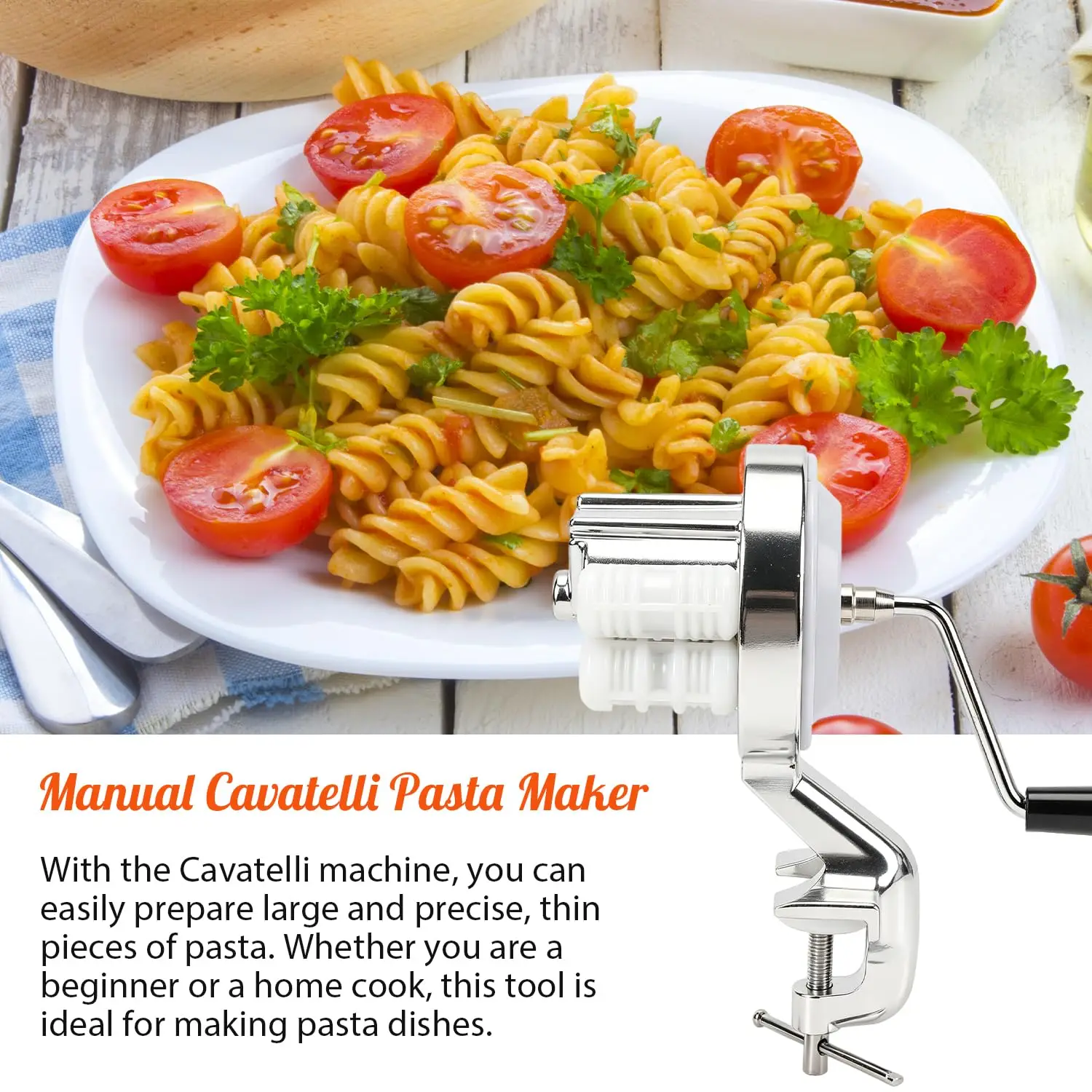 Manual Pasta Maker Hand Crank Gnocchi Machine with Desktop Clamp Household Macaroni Making Tool for Homemade Italian Noodles